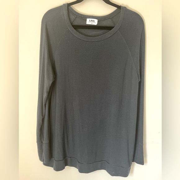 LNA Brushed Sweater Soft Crew Neck Slightly Oversized Dark Grey Women's sz. L - Picture 1 of 6